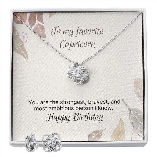 Capricorn Love Knot and Earrings Set