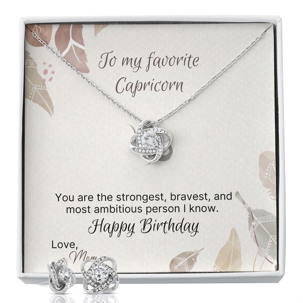 Capricorn Love Knot and Earrings Set From Mom