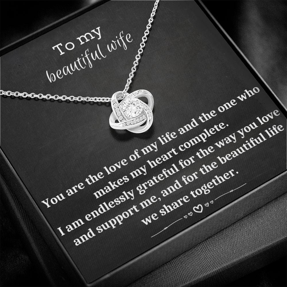To My Beautiful Wife - Love Knot Necklace