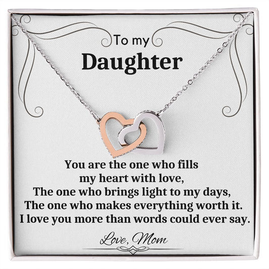 To My Daughter - Interlocking Hearts Necklace