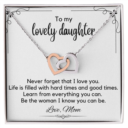 To My Lovely Daughter - Interlocking Hearts Necklace