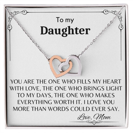 To My Daughter - Interlocking Hearts Necklace