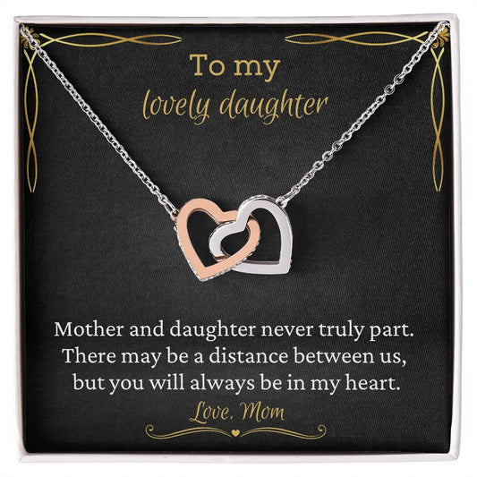 To My Lovely Daughter - Interlocking Heart Necklace