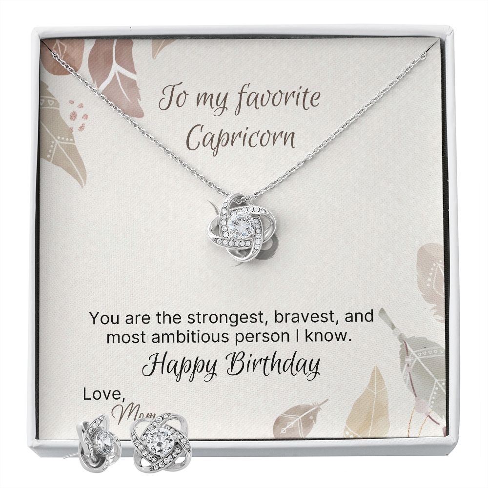 Capricorn Love Knot and Earrings Set From Mom
