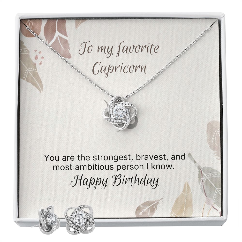 Capricorn Love Knot and Earrings Set