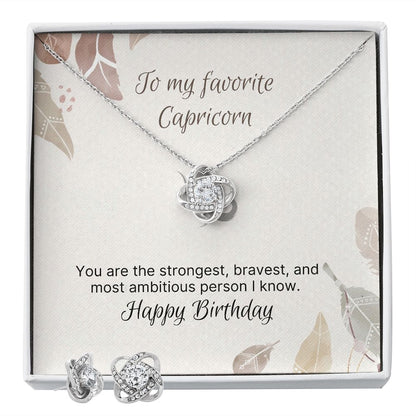 Capricorn Love Knot and Earrings Set