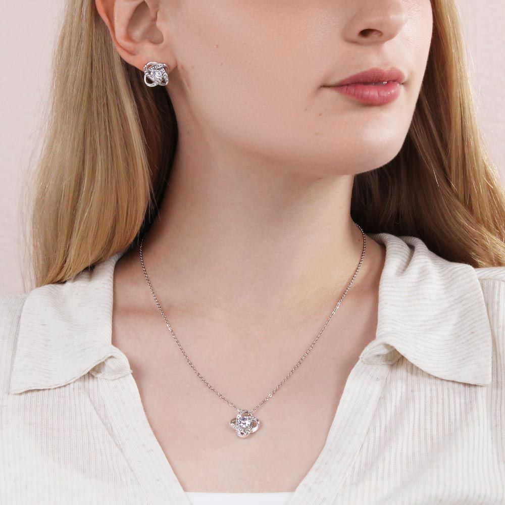 To My Loving Mom - Love Knot Necklace and Earrings Set