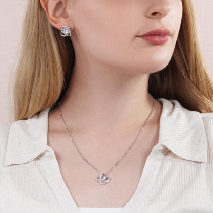 To My Loving Mom - Love Knot Necklace and Earrings Set