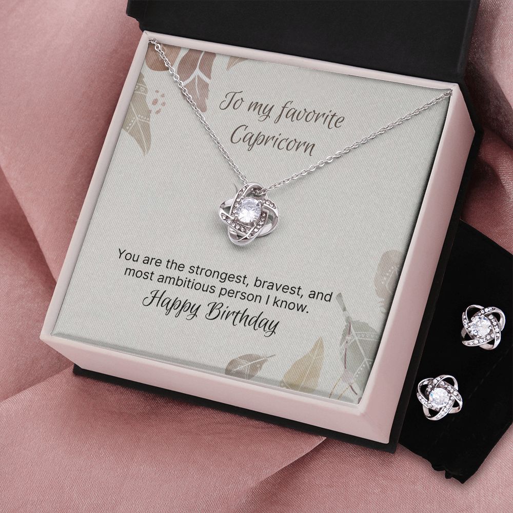 Capricorn Love Knot and Earrings Set