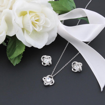 To My Loving Mom - Love Knot Necklace and Earrings Set