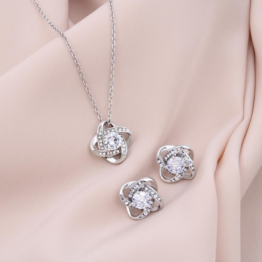 To My Loving Mom - Love Knot Necklace and Earrings Set