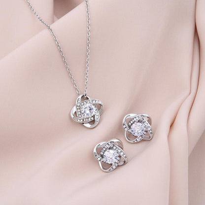 To My Loving Mom - Love Knot Necklace and Earrings Set