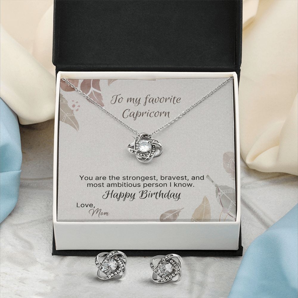 Capricorn Love Knot and Earrings Set From Mom