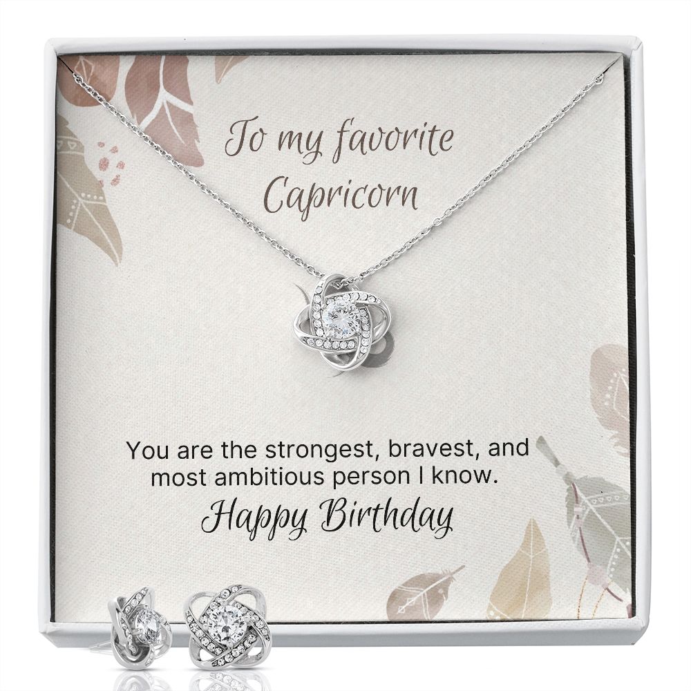 Capricorn Love Knot and Earrings Set