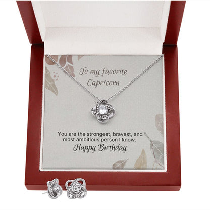 Capricorn Love Knot and Earrings Set
