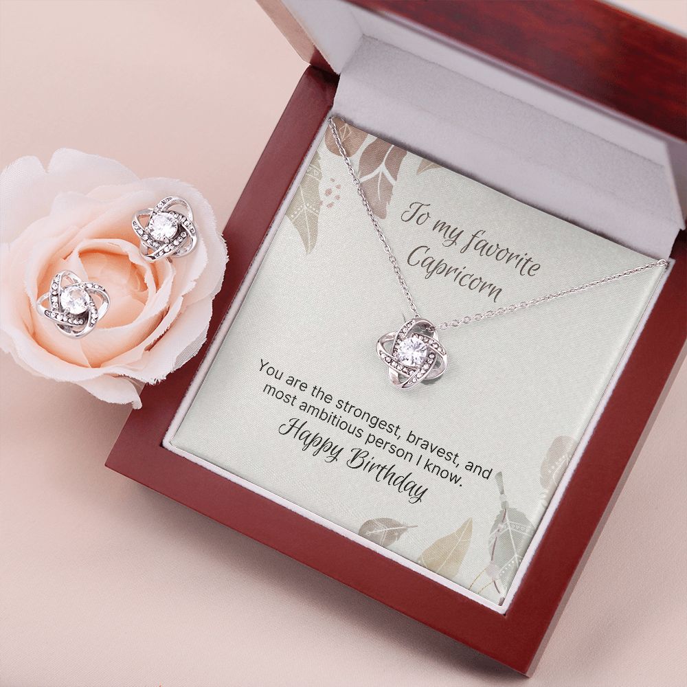 Capricorn Love Knot and Earrings Set