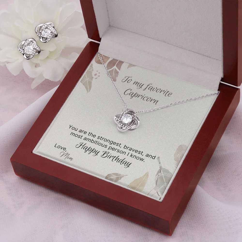 Capricorn Love Knot and Earrings Set From Mom