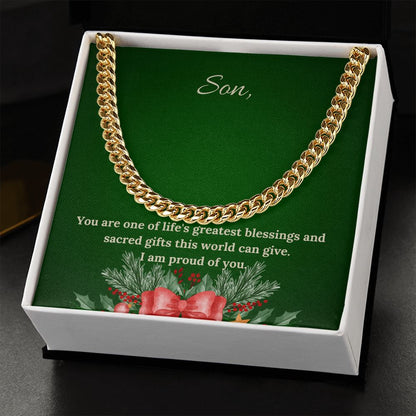 For Son - Christmas Cuban Link Chain