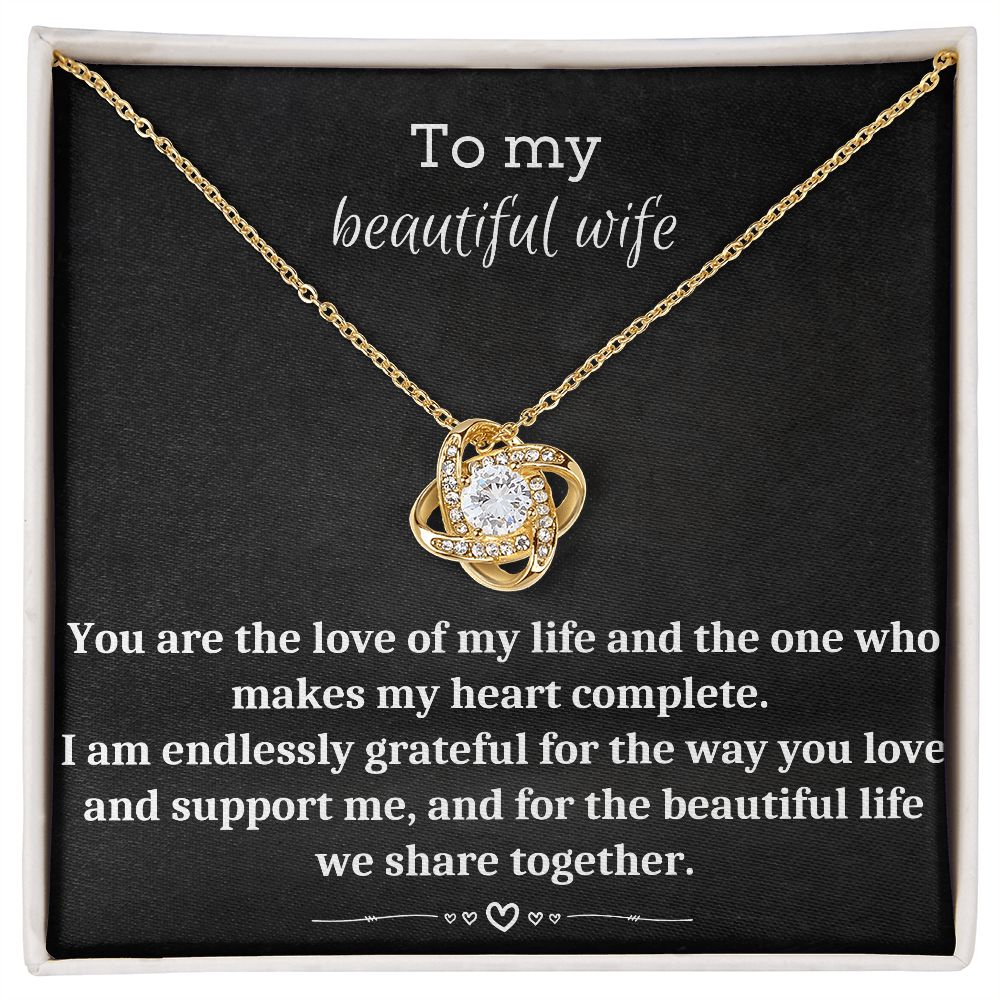 To My Beautiful Wife - Love Knot Necklace