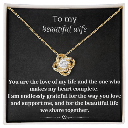 To My Beautiful Wife - Love Knot Necklace