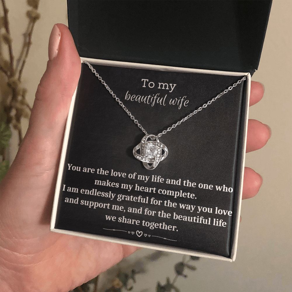 To My Beautiful Wife - Love Knot Necklace