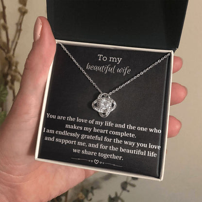 To My Beautiful Wife - Love Knot Necklace