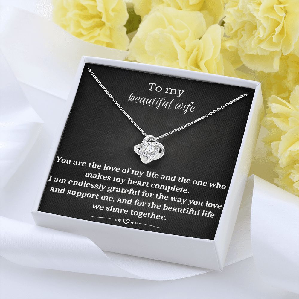 To My Beautiful Wife - Love Knot Necklace