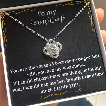 To My Beautiful Wife - Love Knot Necklace