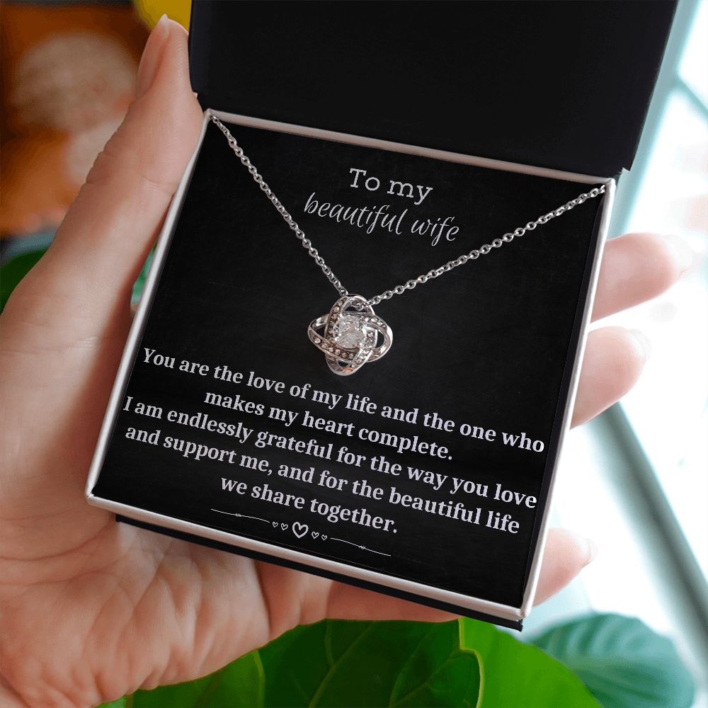 To My Beautiful Wife - Love Knot Necklace