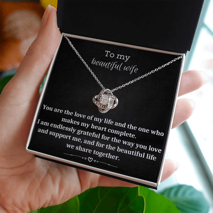 To My Beautiful Wife - Love Knot Necklace