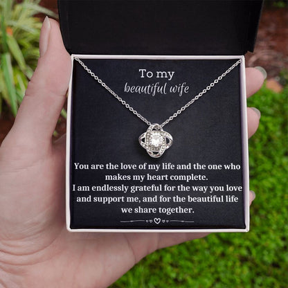To My Beautiful Wife - Love Knot Necklace