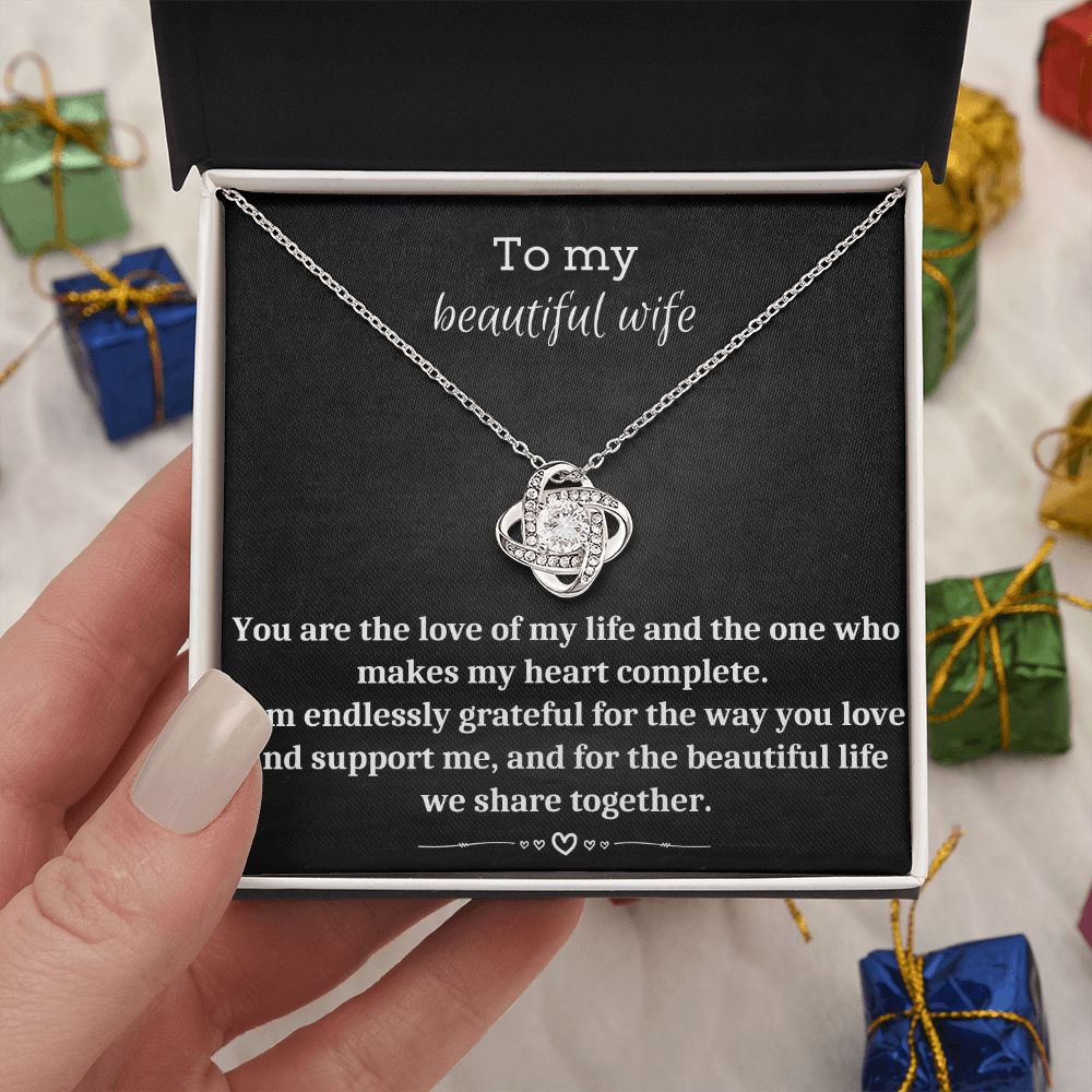 To My Beautiful Wife - Love Knot Necklace