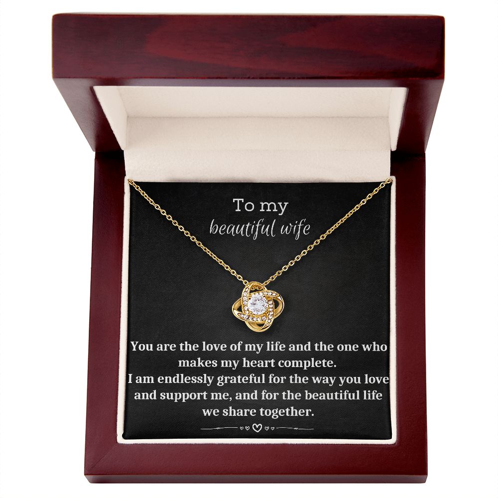 To My Beautiful Wife - Love Knot Necklace