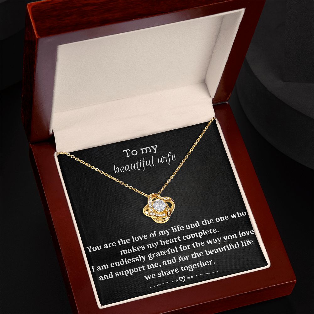 To My Beautiful Wife - Love Knot Necklace