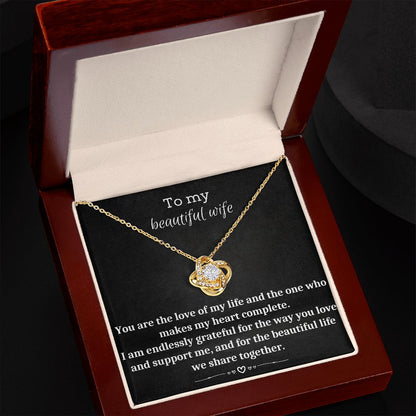 To My Beautiful Wife - Love Knot Necklace
