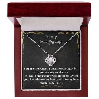 To My Beautiful Wife - Love Knot Necklace