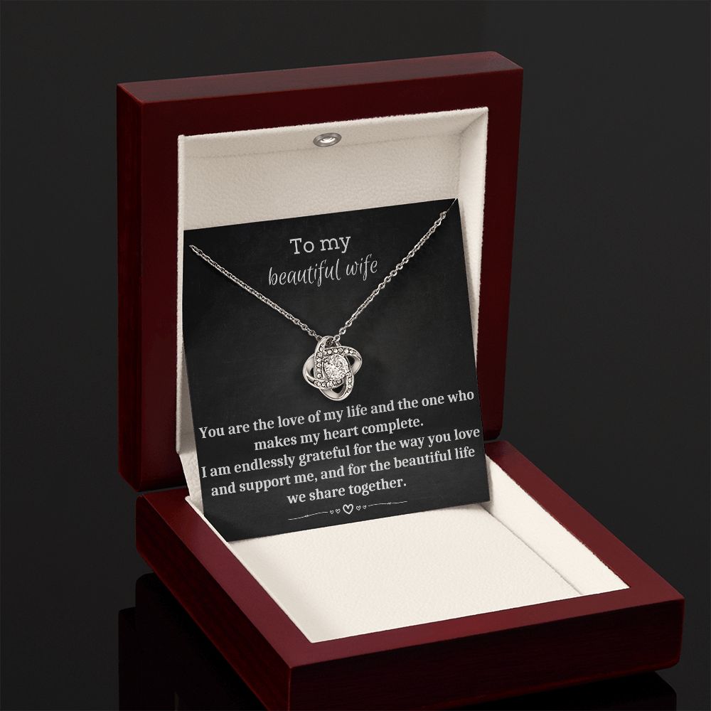 To My Beautiful Wife - Love Knot Necklace