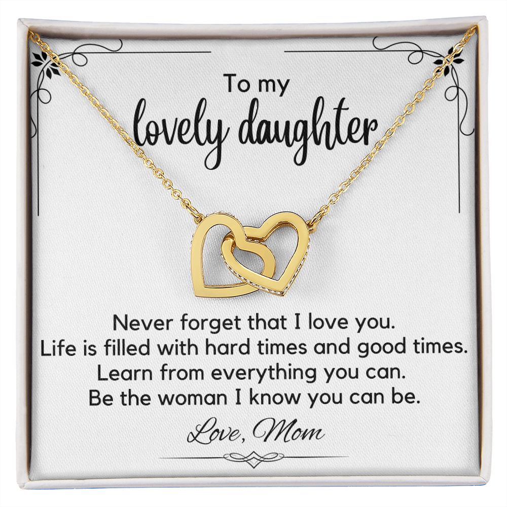 To My Lovely Daughter - Interlocking Hearts Necklace