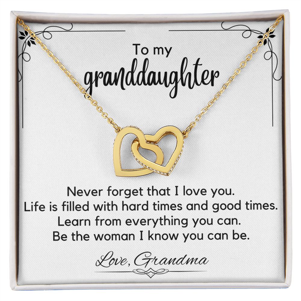 To My Granddaughter From Grandma - Interlocking Hearts Necklace