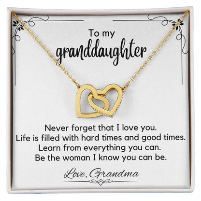 To My Granddaughter From Grandma - Interlocking Hearts Necklace