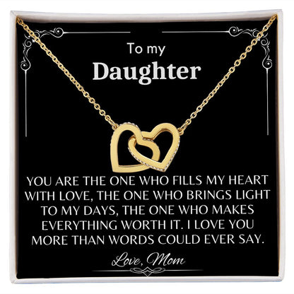 To My Daughter - Interlocking Hearts Necklace