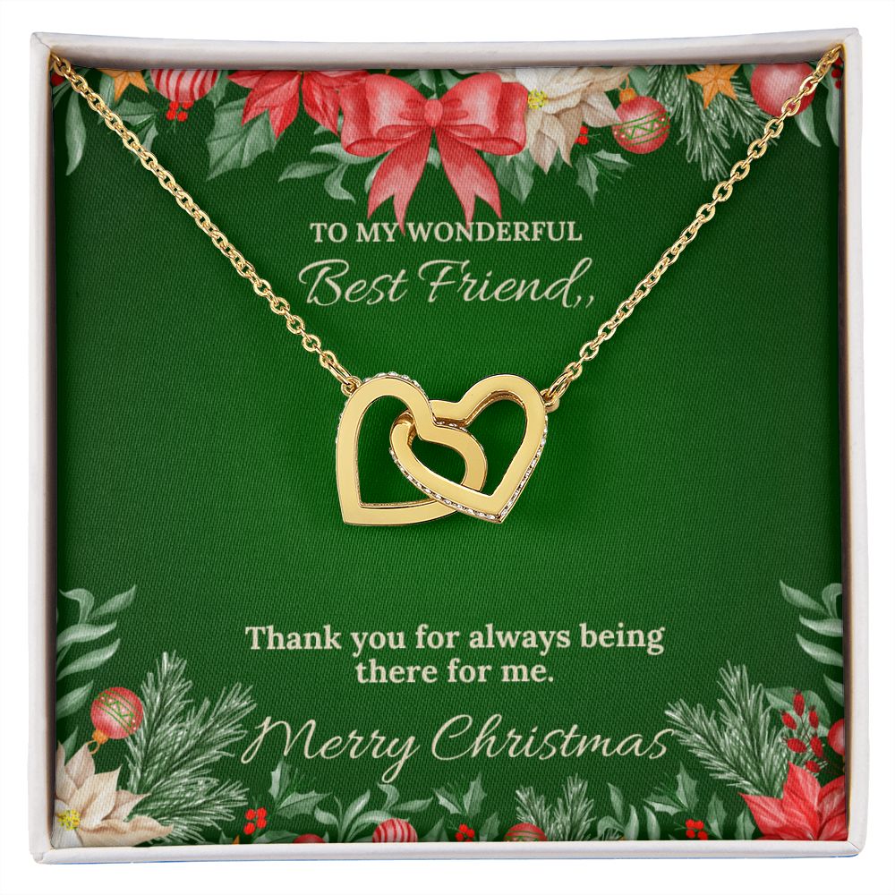 To My Wonderful Best Friend - Christmas Interlocking Hearts Necklace (Green)
