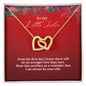 To My Little Sister - Christmas Interlocking Hearts Necklace (Red)