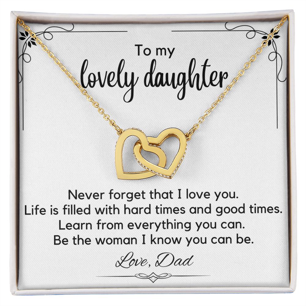 To My Lovely Daughter From Dad - Interlocking Hearts Necklace