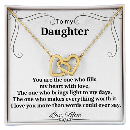 To My Daughter - Interlocking Hearts Necklace