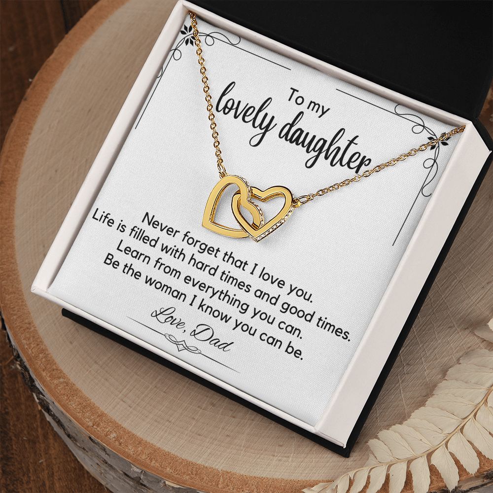 To My Lovely Daughter From Dad - Interlocking Hearts Necklace