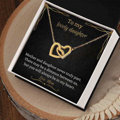 To My Lovely Daughter - Interlocking Heart Necklace