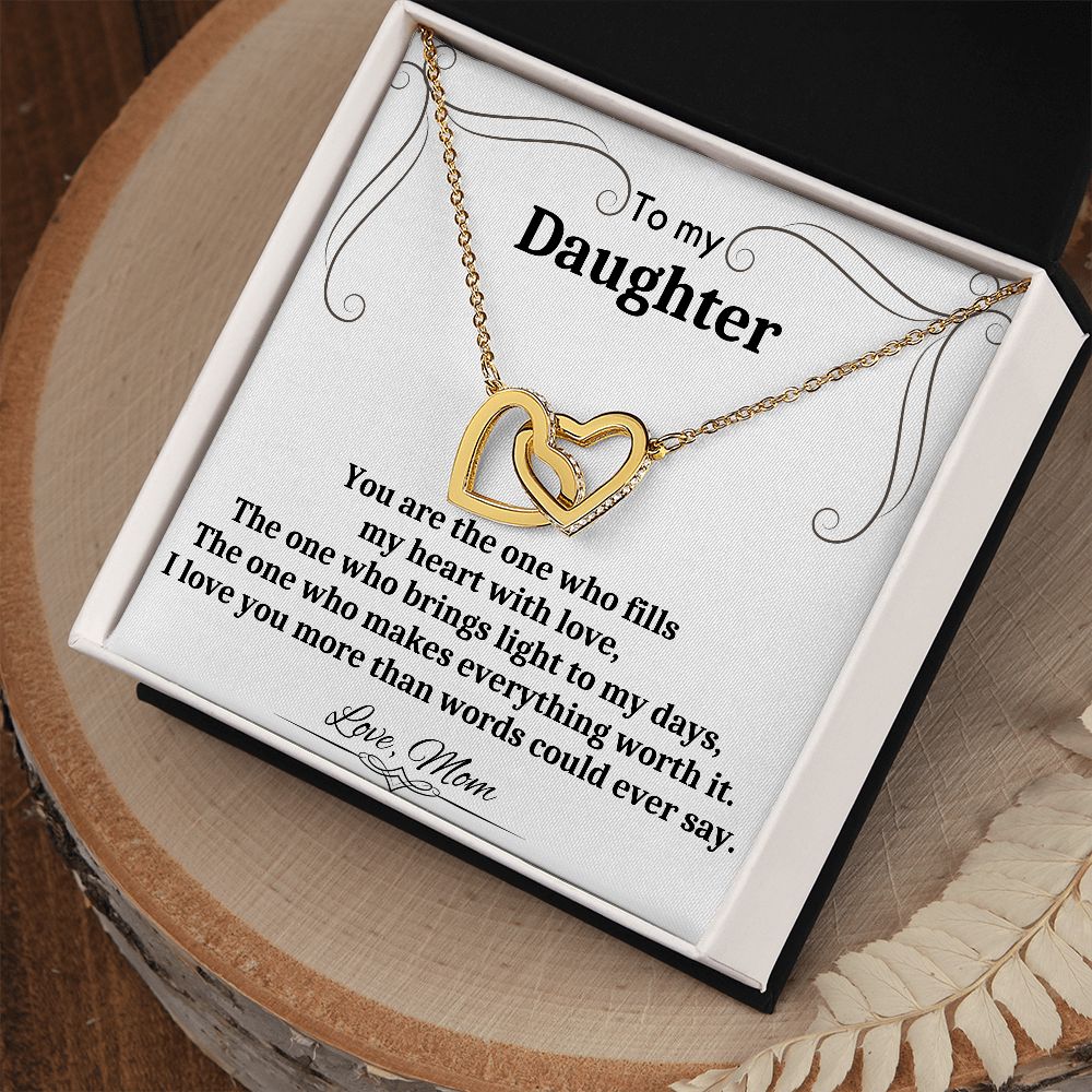 To My Daughter - Interlocking Hearts Necklace
