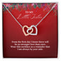 To My Little Sister - Christmas Interlocking Hearts Necklace (Red)