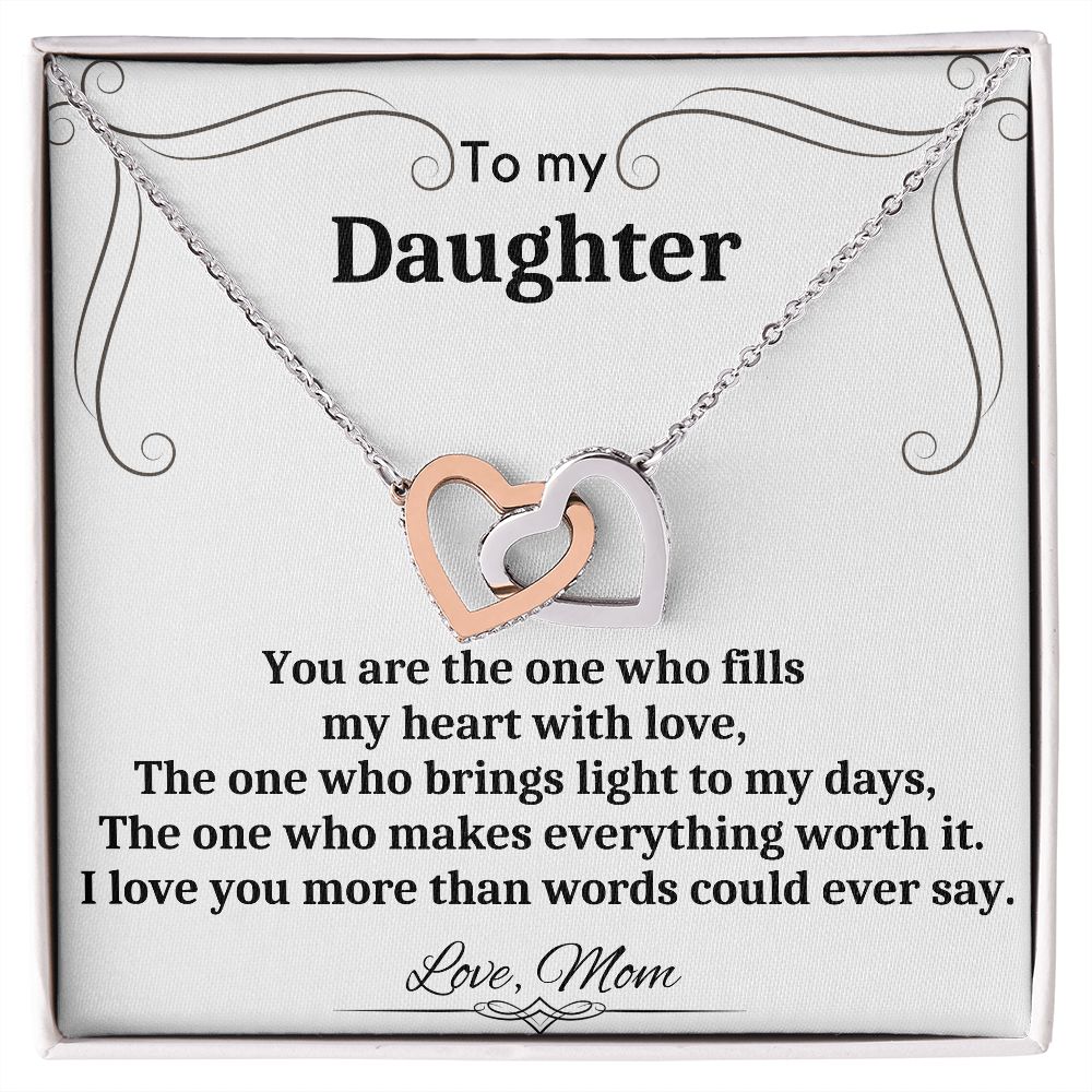 To My Daughter - Interlocking Hearts Necklace